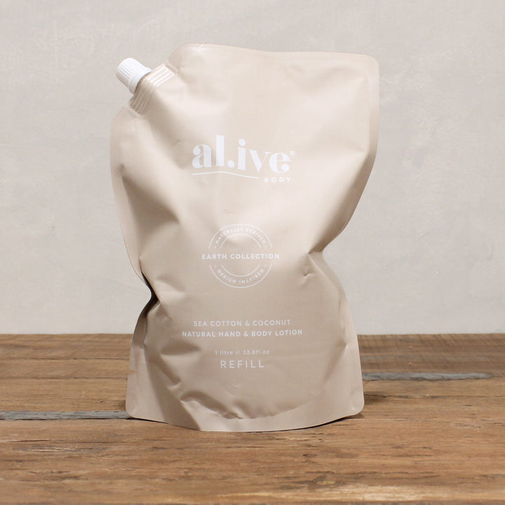 al.ive Hand and Body Lotion 1kg Refill - Sea Cotton + Coconut