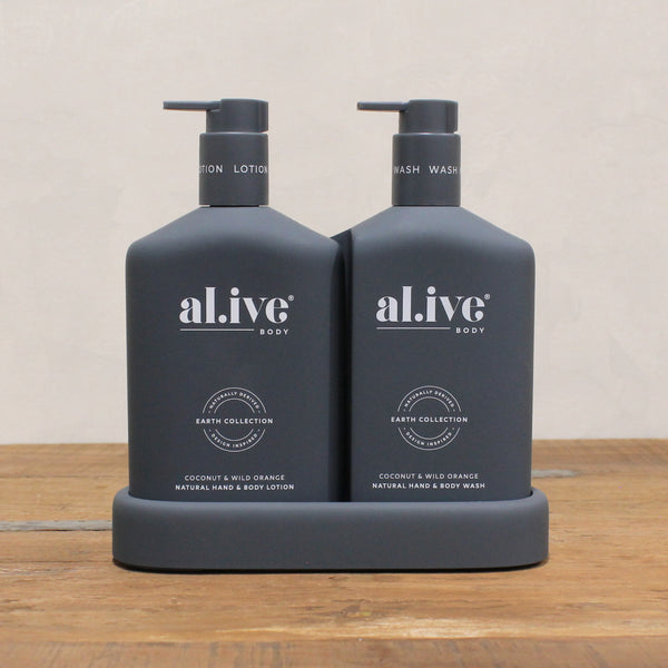 al.ive Hand and Body Wash + Lotion Duo with Tray - Coconut and Wild Orange