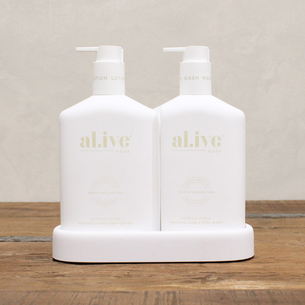 al.ive Hand and Body Wash + Lotion Duo with Tray - Mango and Lychee