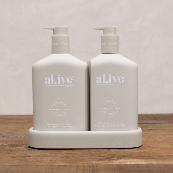 al.ive Hand and Body Wash + Lotion Duo with Tray - Sea Cotton + Coconut